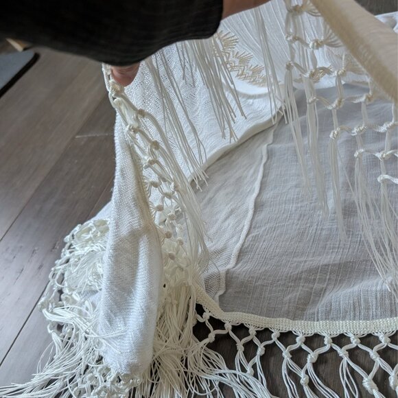 Knox Rose Boho Fringe Poncho Tunic Top – Ivory – Size S/M - Picture 7 of 12